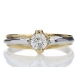 18ct Two Tone Single Stone Rub Over Set Diamond Ring 0.35 Carats - Valued By GIE £4,100.00 - A
