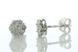 9ct White Gold Round Cluster Diamond Stud Earring 0.50 Carats - Valued By IDI £1,770.00 - Seven