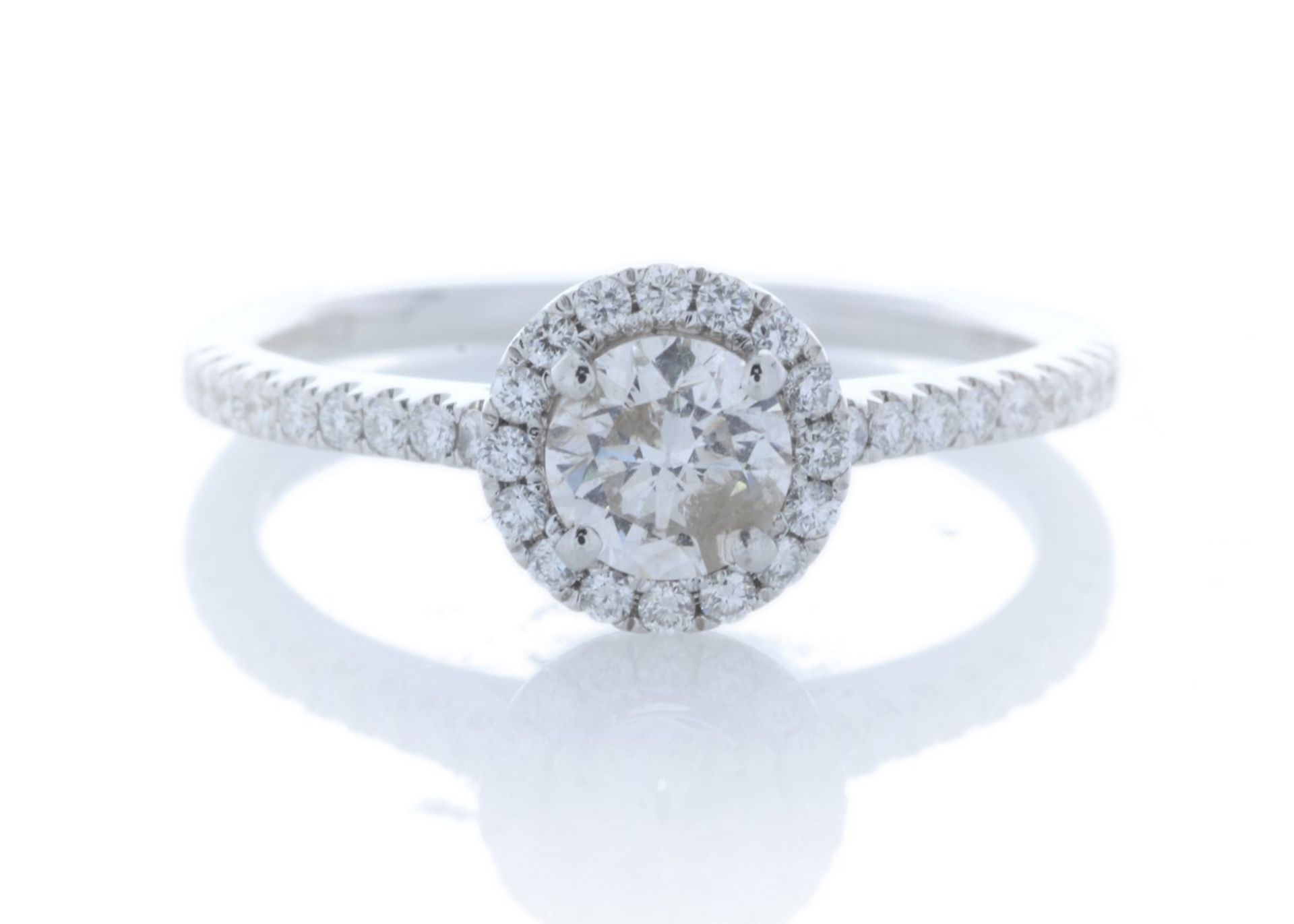 18ct White Gold Halo Set Diamond Ring 0.74 Carats - Valued By AGI £7,280.00 - One round brilliant - Image 2 of 6