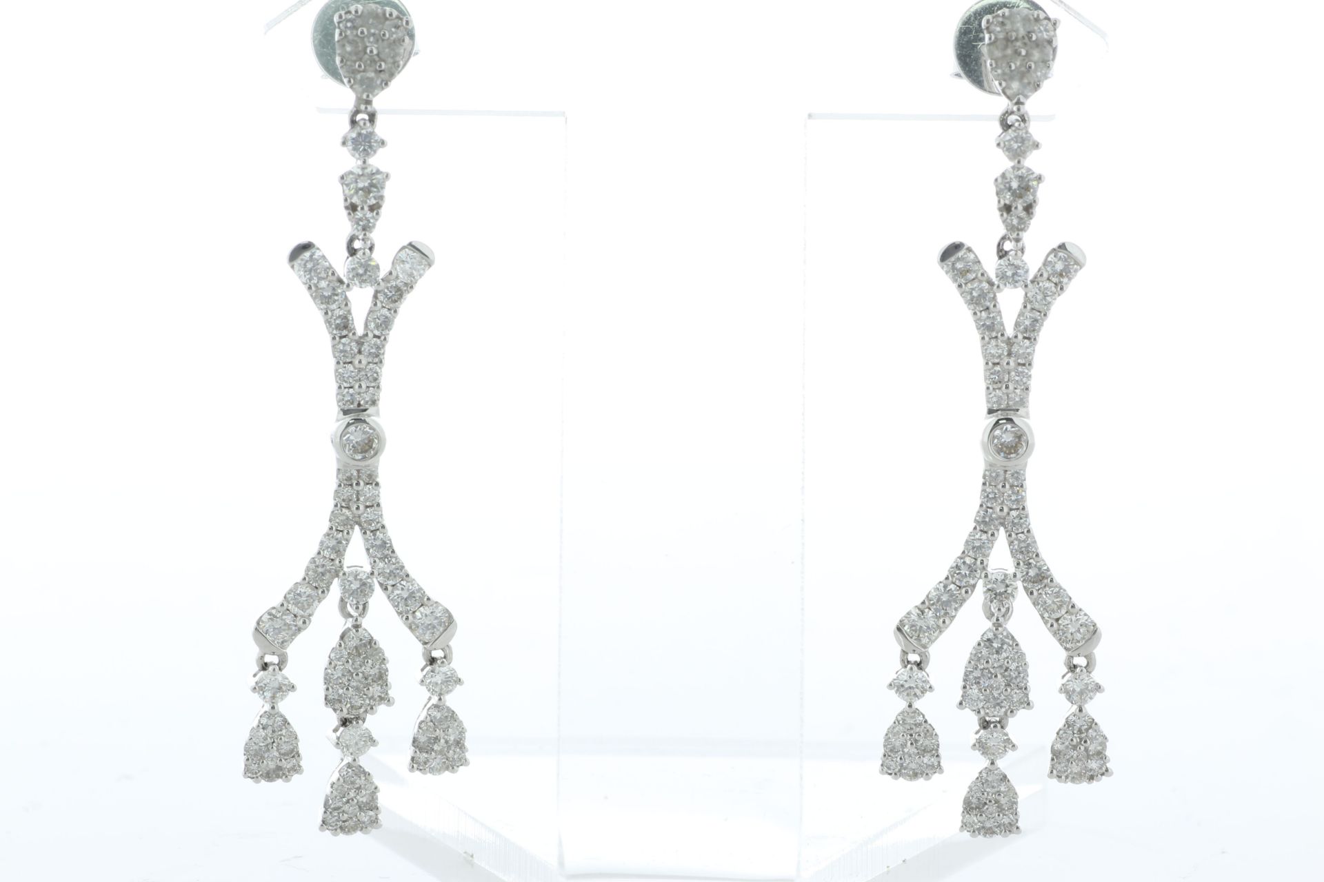18ct White Gold Cluster Diamond Earring 3.13 Carats - Valued By IDI £20,615.00 - Eighty round - Image 2 of 4