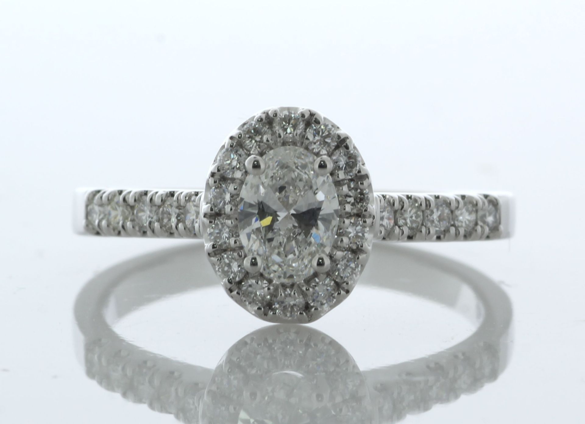 18ct White Gold Oval Cut Diamond Shoulder Set Ring (0.42) 0.76 Carats - Valued By IDI £9,005.00 -