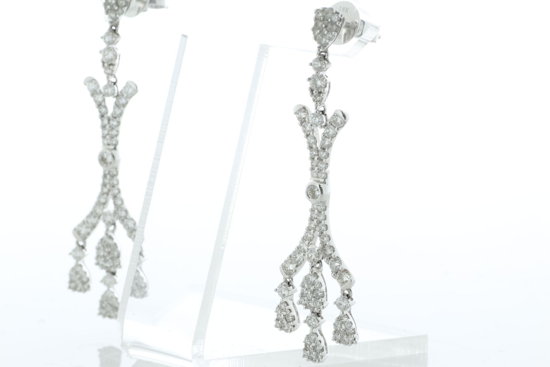 18ct White Gold Cluster Diamond Earring 3.13 Carats - Valued By IDI £20,615.00 - Eighty round - Image 3 of 4