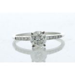 18ct White Gold Single Stone Prong Set With Stone Set Shoulders Diamond Ring (0.90) 1.00 Carats -