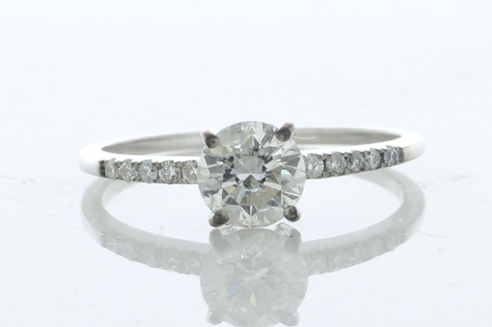18ct White Gold Single Stone Prong Set With Stone Set Shoulders Diamond Ring (0.90) 1.00 Carats -