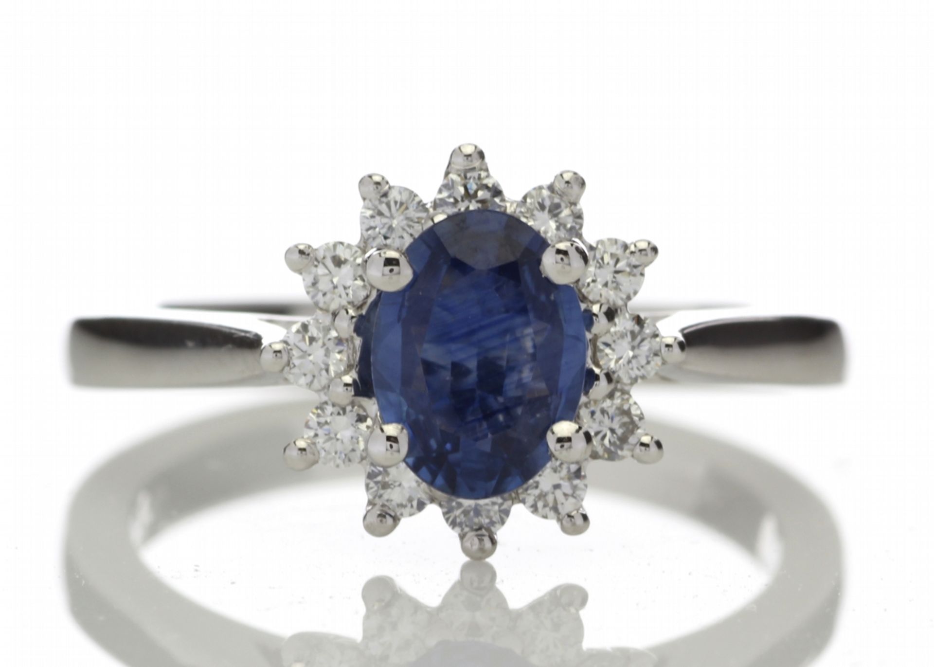 18ct White Gold Diamond And Sapphire Cluster Ring 0.25 Carats - Valued By GIE £6,980.00 - Classic