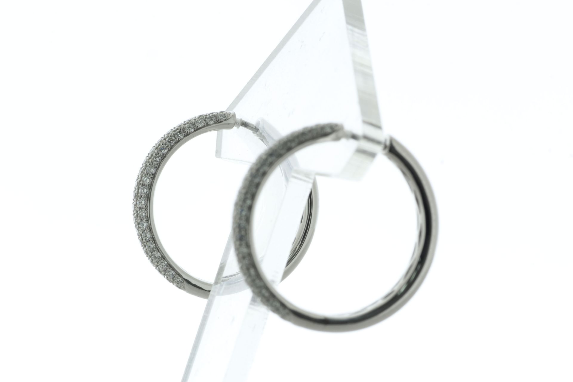 18ct White Gold Claw Set Hoop Diamond Earring 0.97 Carats - Valued By IDI £9,200.00 - One hundred - Image 3 of 4