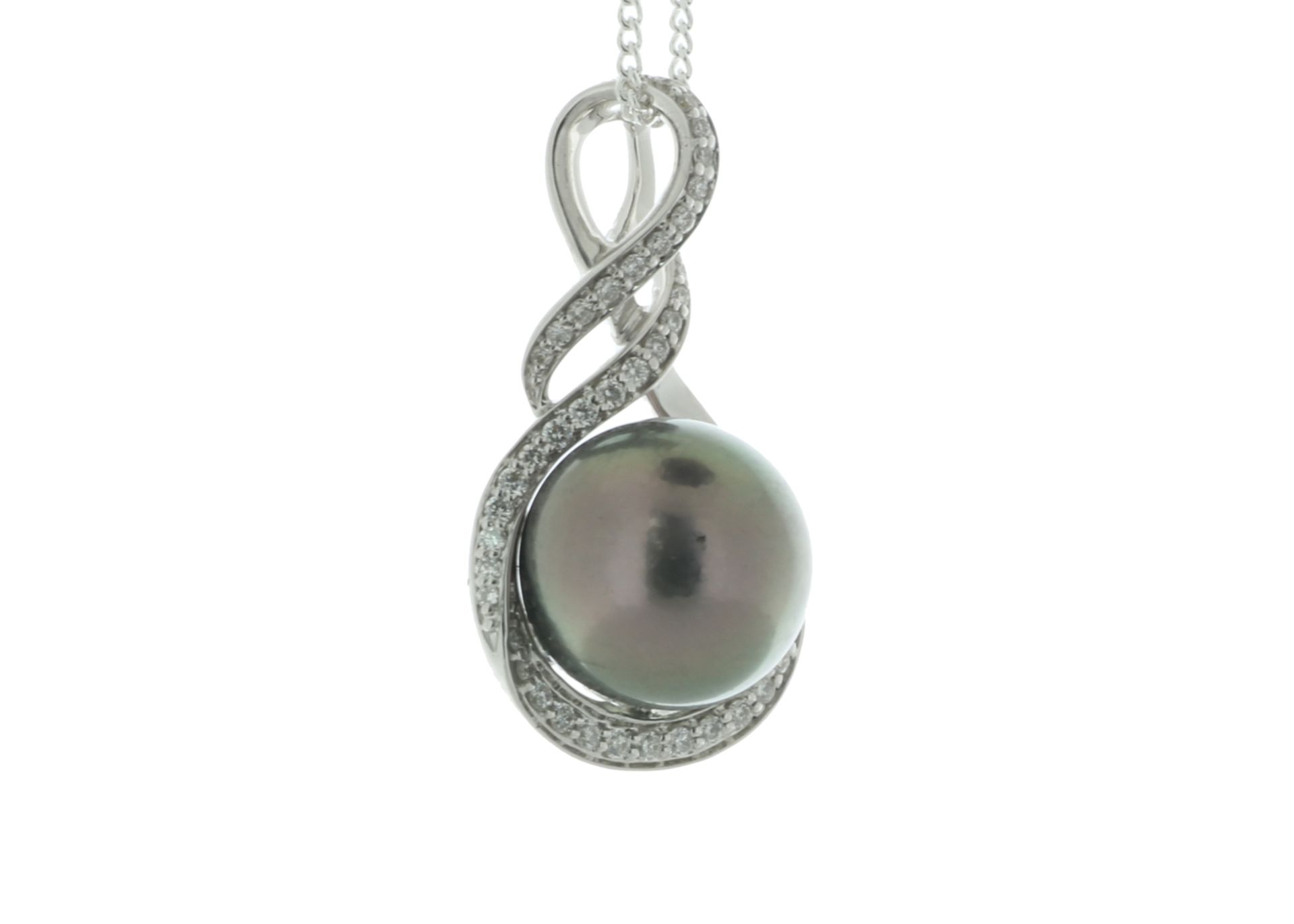 18ct White Gold Diamond And Pearl Drop Pendant (PL1.00) 0.21 Carats - Valued By IDI £7,770.00 - - Image 2 of 3