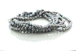 64 Inch Baroque Shaped Grey 5.0 - 6.0mm Pearl Necklace - Valued By AGI £475.00 - 5.0 - 6.0mm baroque