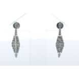 18ct White Gold Diamond Drop Earring 1.75 Carats - Valued By IDI £14,140.00 - A stunning pair of