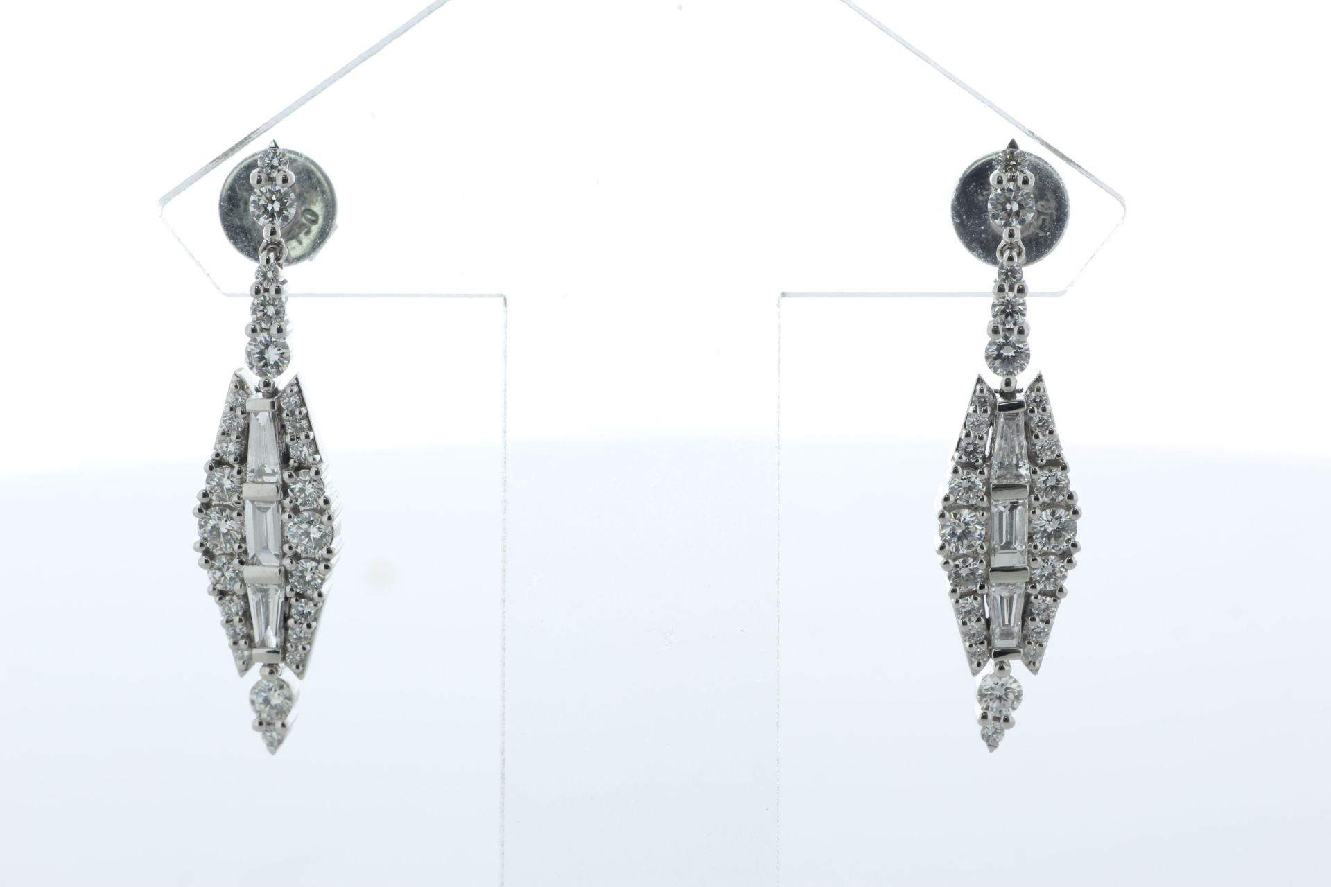 18ct White Gold Diamond Drop Earring 1.75 Carats - Valued By IDI £14,140.00 - A stunning pair of