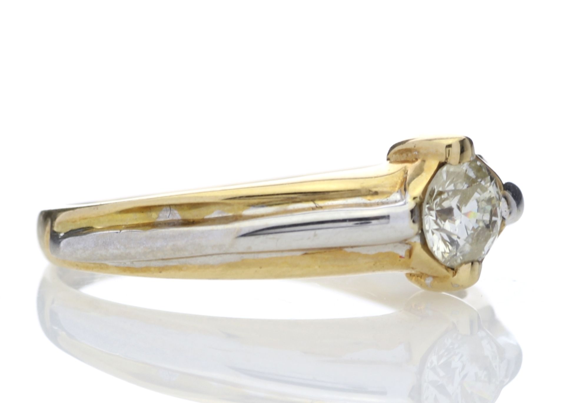 18ct Two Tone Single Stone Rub Over Set Diamond Ring 0.35 Carats - Valued By GIE £4,100.00 - A - Image 4 of 5