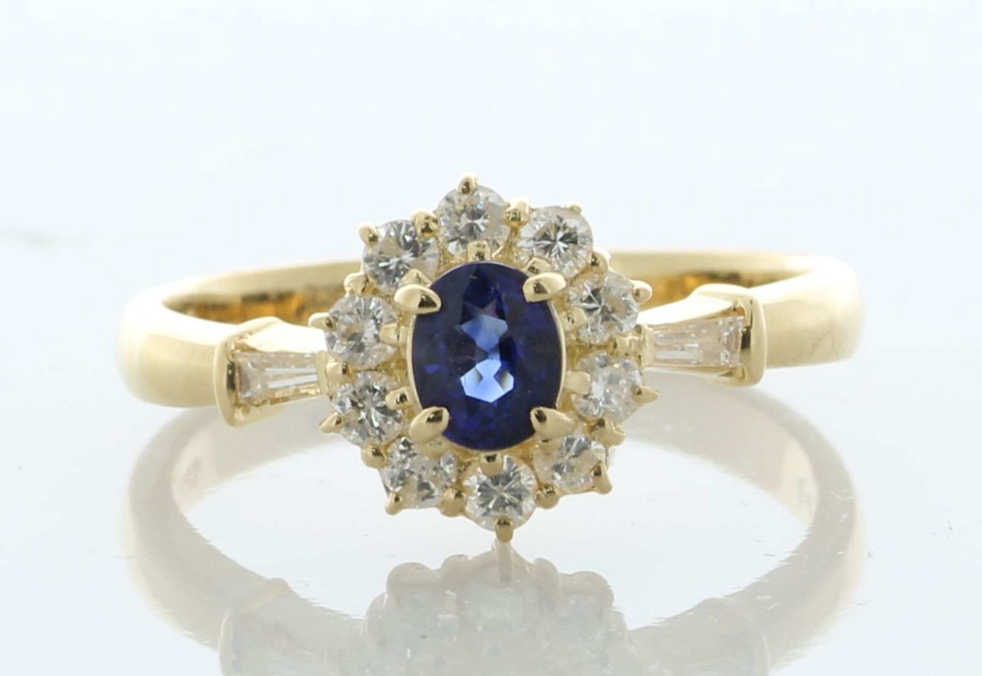 18ct Yellow Gold Oval Cut Sapphire And Diamond Ring (S0.44) 0.40 Carats - Valued By IDI £7,450. - Image 3 of 5