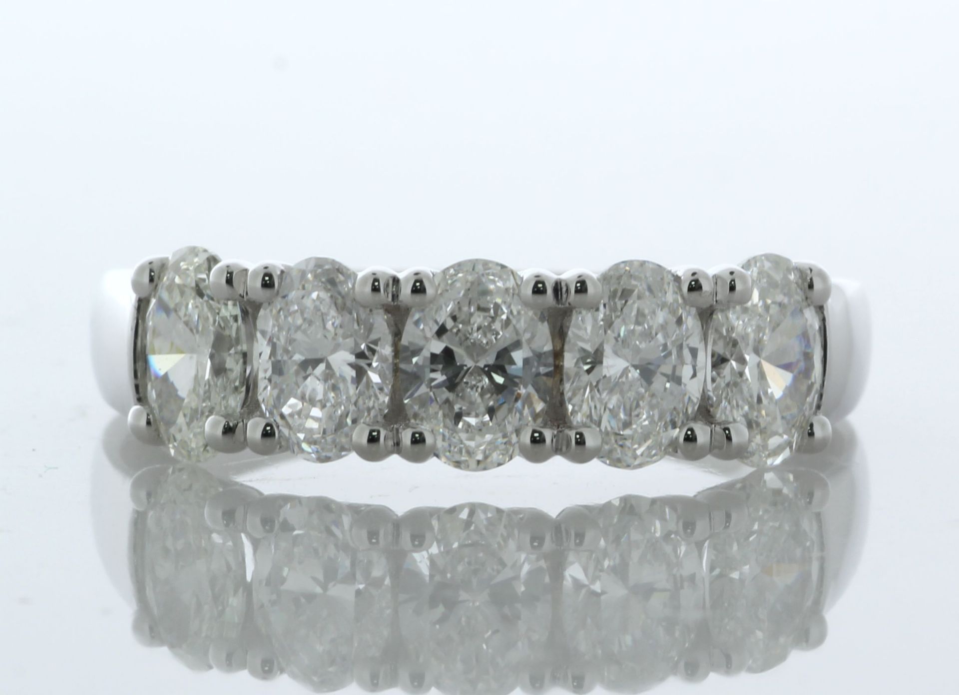 18ct White Gold Five Stone Oval Cut Diamond Ring 2.10 Carats - Valued By IDI £32,940.00 - Five