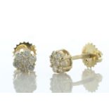 14ct Yellow Gold Round Cluster Diamond Stud Earring 0.36 Carats - Valued By IDI £1,720.00 - A