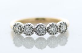 18ct Yellow Gold Five Stone Diamond Ring 0.50 Carats - Valued By IDI £2,754.00 - Five round