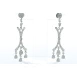 18ct White Gold Cluster Diamond Earring 3.13 Carats - Valued By IDI £20,615.00 - Eighty round