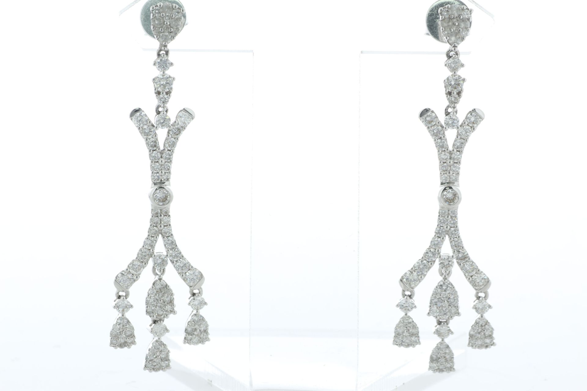 18ct White Gold Cluster Diamond Earring 3.13 Carats - Valued By IDI £20,615.00 - Eighty round