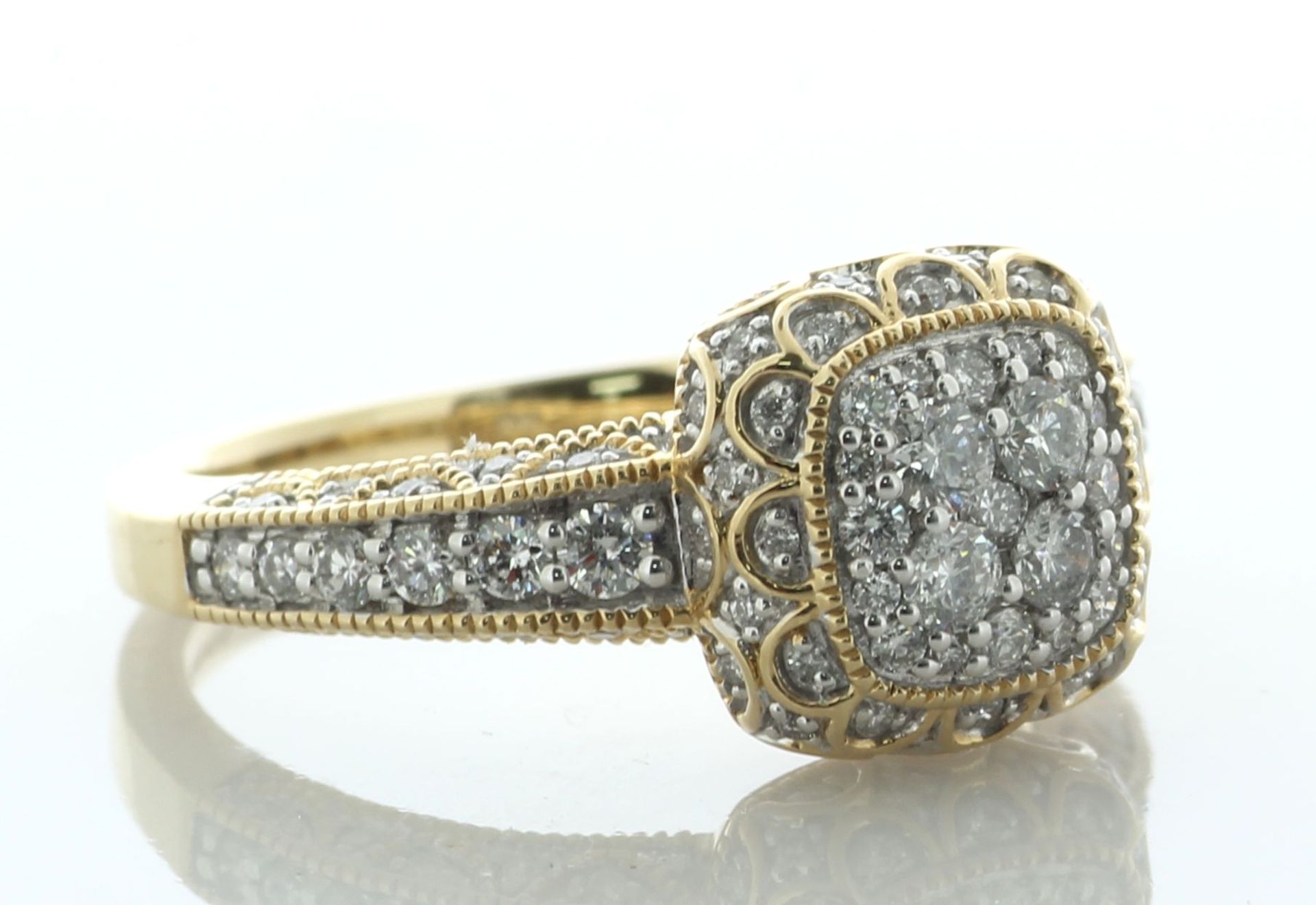 14ct Yellow Gold Cushion Shaped Cluster Diamond Ring 1.00 Carats - Valued By IDI £4,770.00 - This - Image 2 of 7