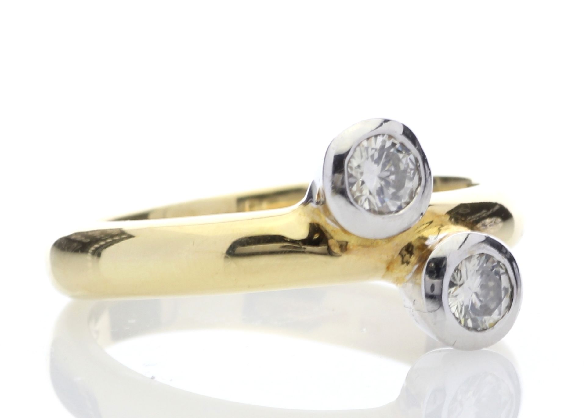 18ct Two Stone Rub Over Set Diamond Ring 0.36 Carats - Valued By GIE £6,360.00 - Two round brilliant - Image 4 of 8