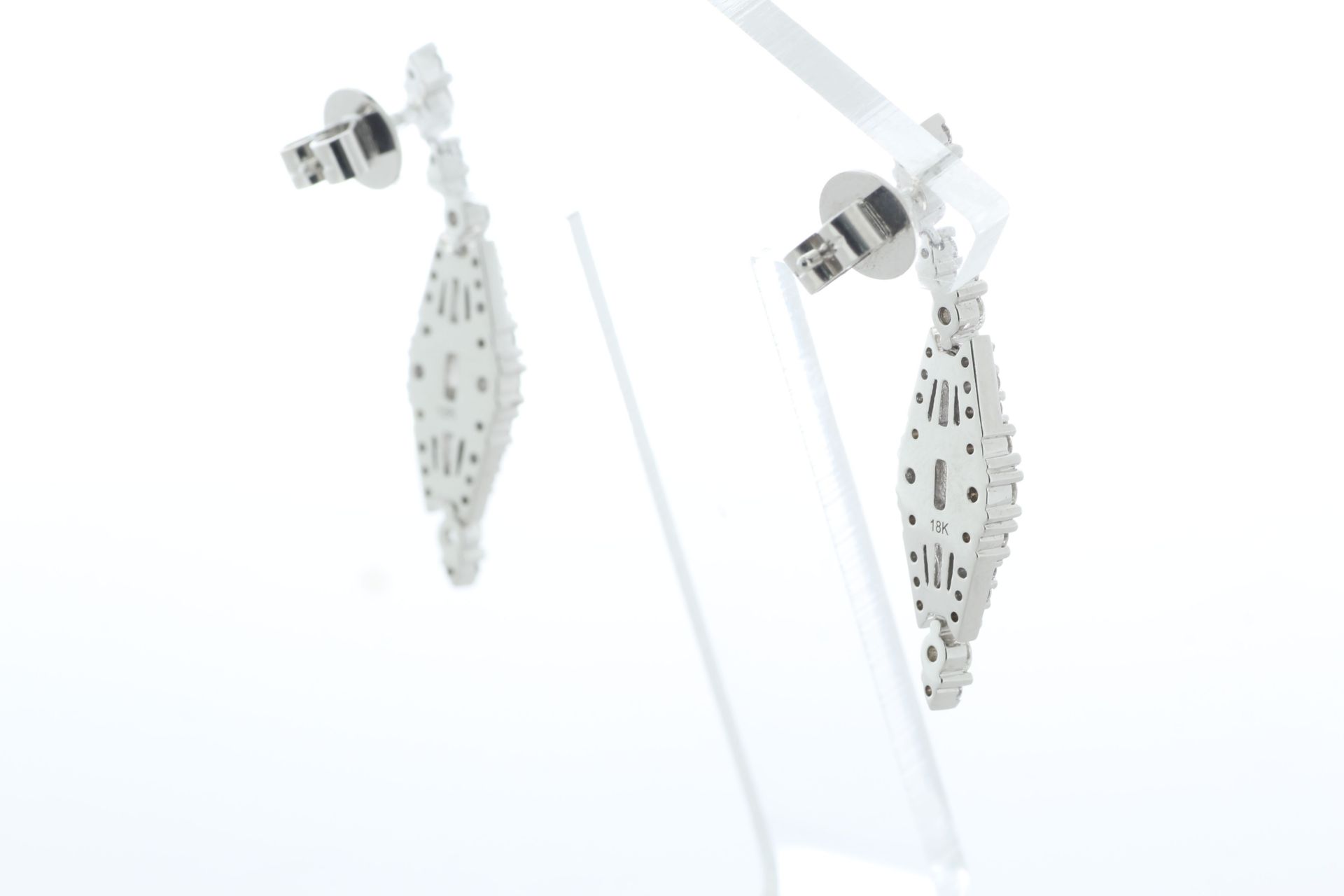 18ct White Gold Diamond Drop Earring 1.75 Carats - Valued By IDI £14,140.00 - A stunning pair of - Image 3 of 4