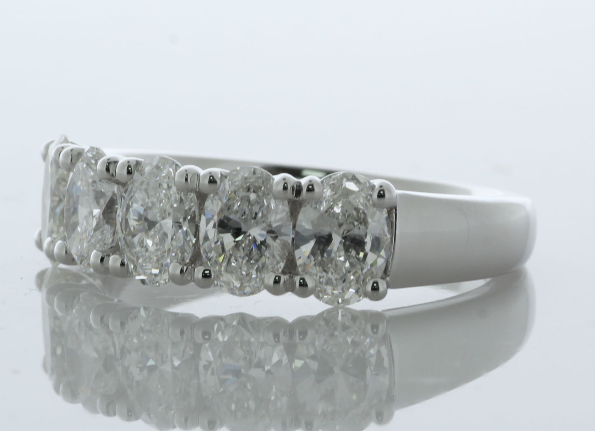 18ct White Gold Five Stone Oval Cut Diamond Ring 2.10 Carats - Valued By IDI £32,940.00 - Five - Image 2 of 5
