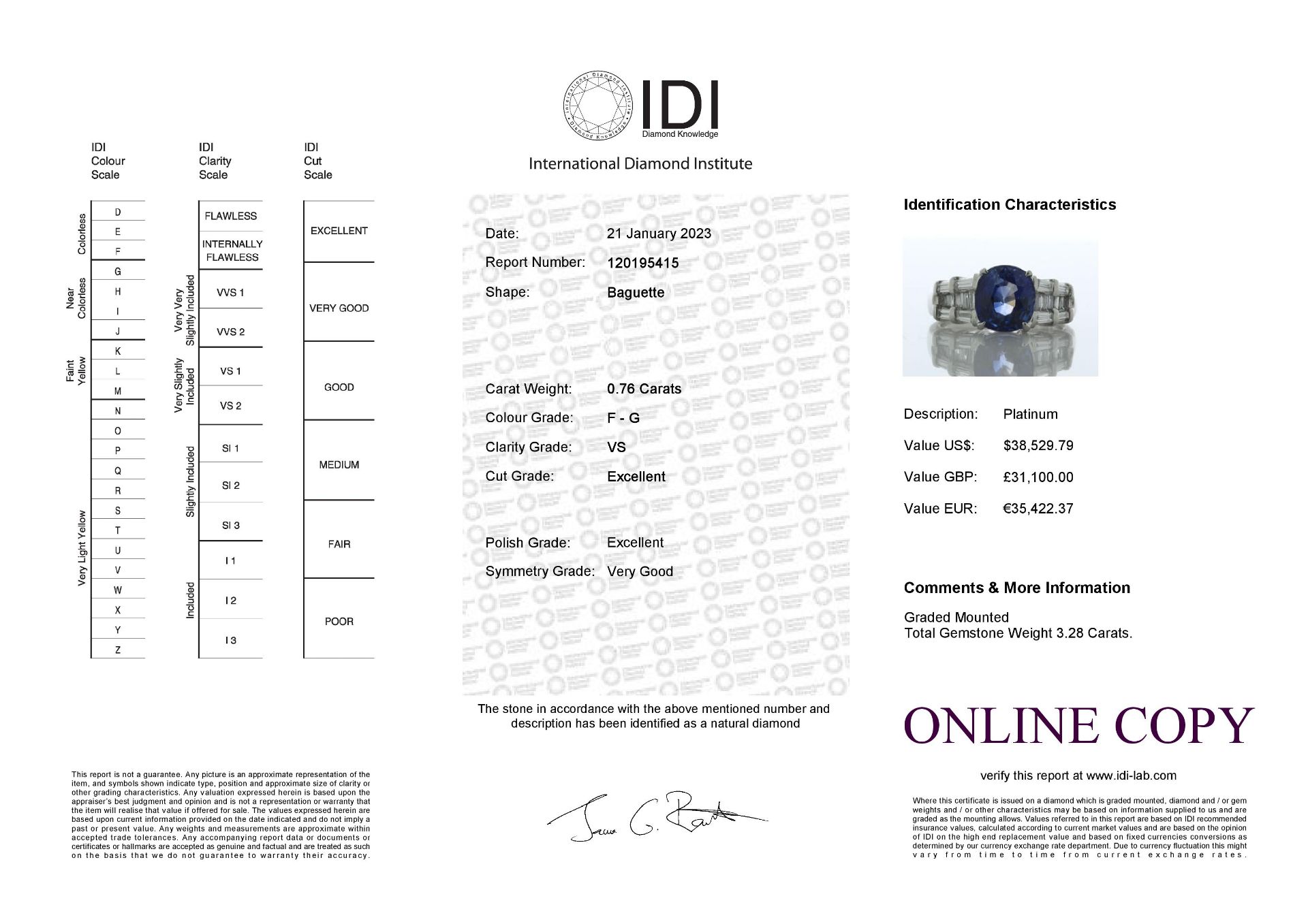 Platinum Oval GIA Sapphire And Diamond Ring (S3.28) 0.76 Carats - Valued By IDI £31,100.00 - A - Image 5 of 5