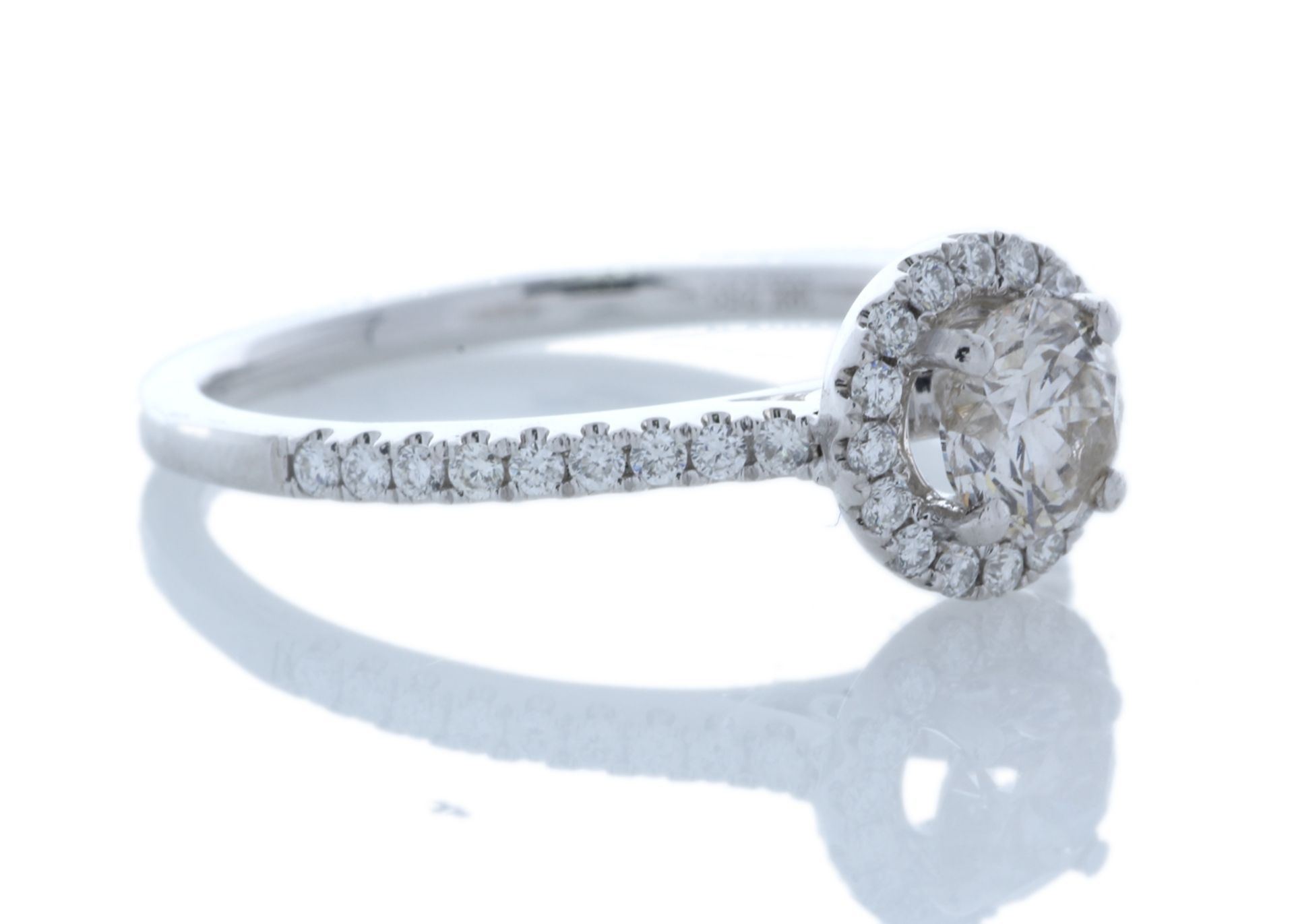 18ct White Gold Halo Set Diamond Ring 0.74 Carats - Valued By AGI £7,280.00 - One round brilliant - Image 5 of 6