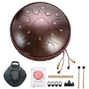 RRP £79.90 BQKOZFIN 14 Inch Steel Tongue Drum 15 Notes Hand Drum