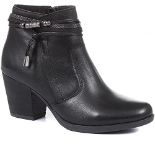 RRP £68.49 Pavers Ladies Heeled Leather Ankle Boots - Black Size 5 UK