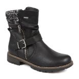 RRP £43.09 Pavers Women's Casual Biker Boots in Black with Faux Fur Trim