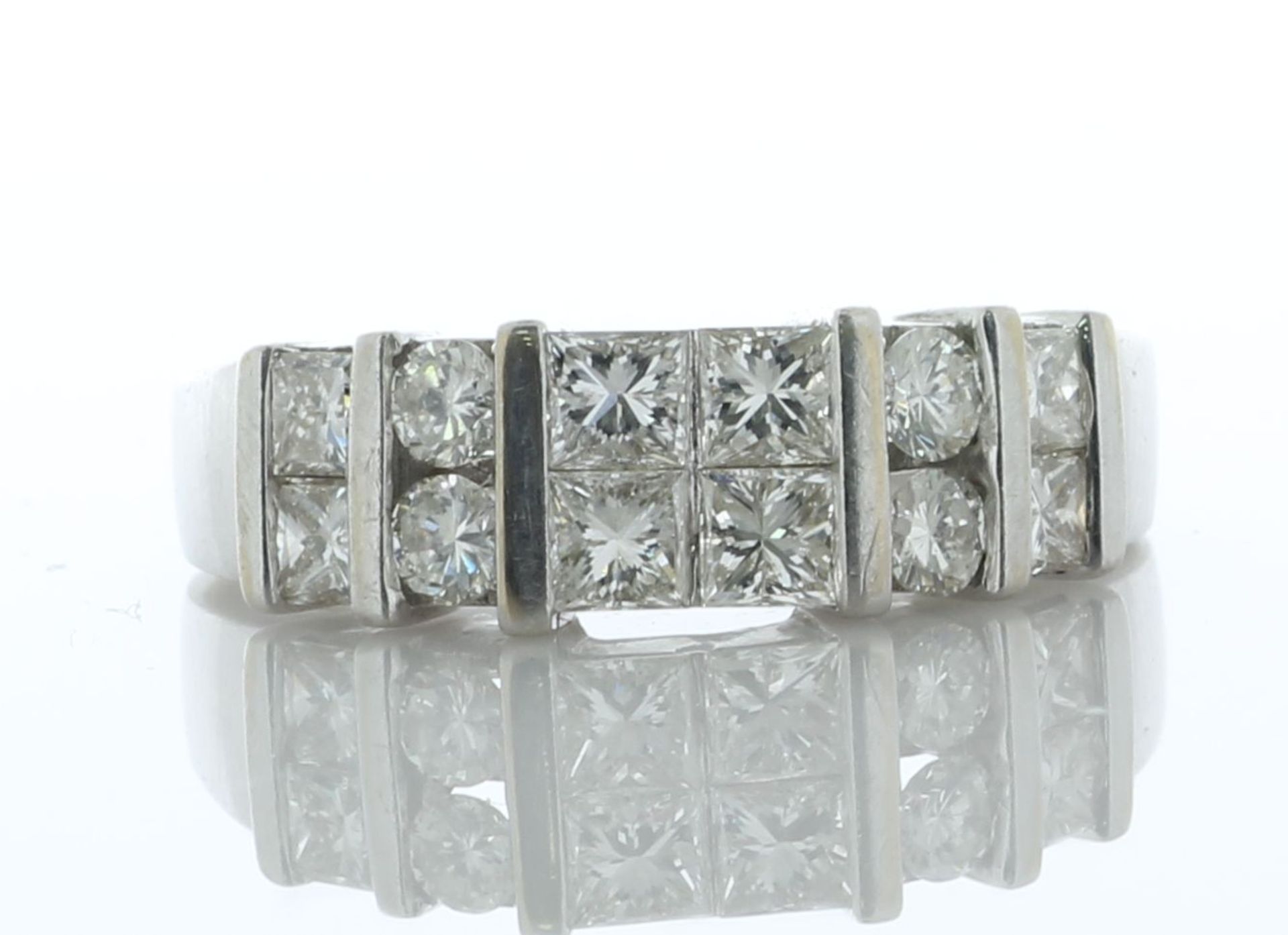 18ct White Gold Diamond Ring 1.10 Carats - Valued By AGI £3,510.00 - Four princess cut diamonds