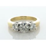 18ct Yellow Gold Three Stone Moissanite Ring - Valued By AGI £1,760.00 - Three round brilliant cut