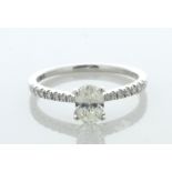 Platinum Oval Cut Shoulder Set Diamond Ring (0.75) 0.83 Carats - Valued By AGI £7,430.00 - A