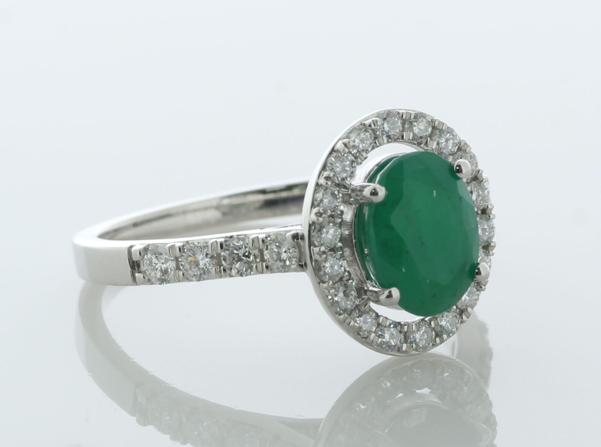 9ct White Gold Diamond And Emerald Halo Ring (E2.00) 0.60 Carats - Valued By AGI £4,730.00 - An oval - Image 4 of 6