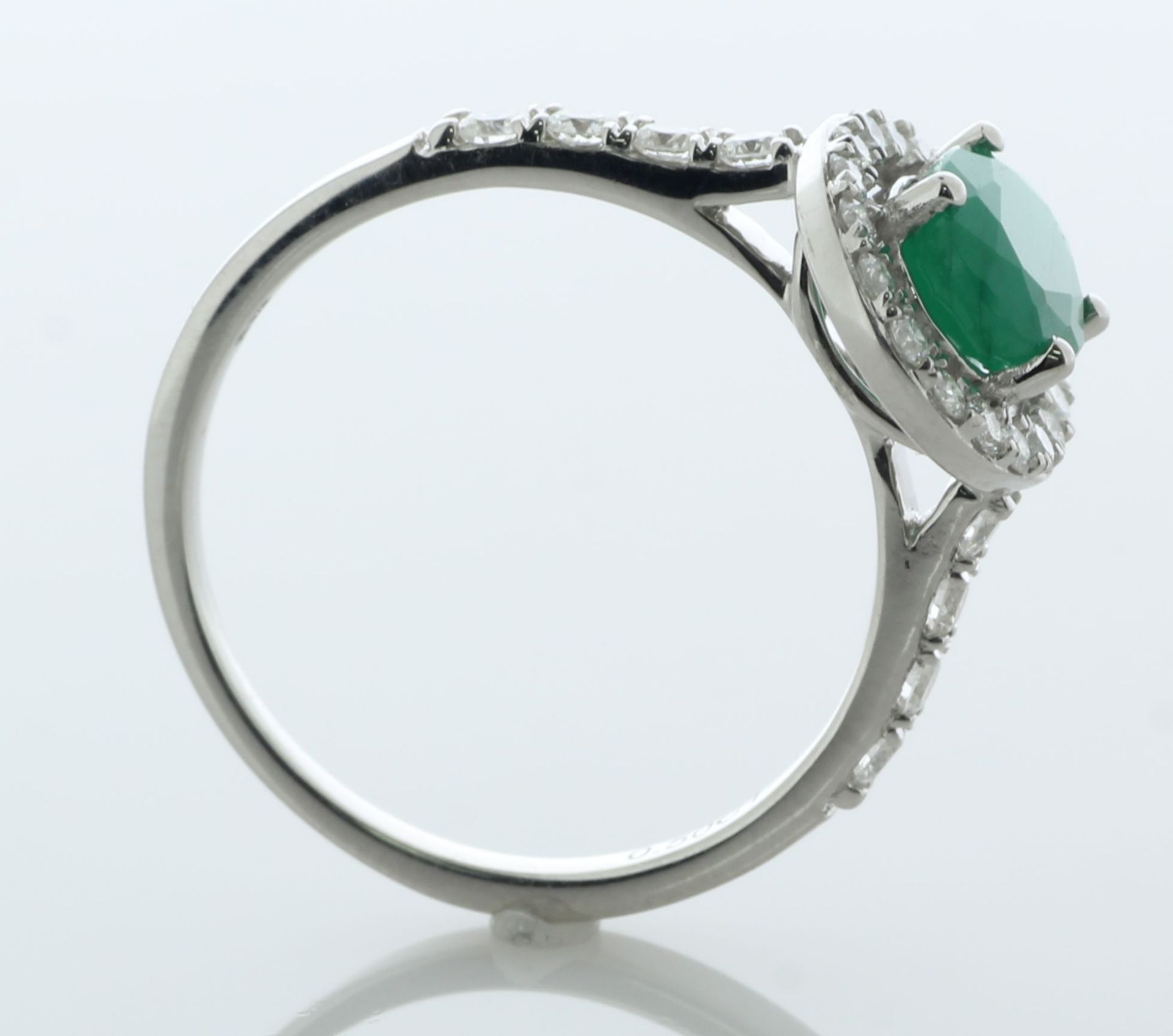 9ct White Gold Diamond And Emerald Halo Ring (E2.00) 0.60 Carats - Valued By AGI £4,730.00 - An oval - Image 2 of 6
