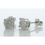 18ct White Gold Solitaire Diamond Earrings 3.06 Carats - Valued By AGI £14,950.00 - Two natural