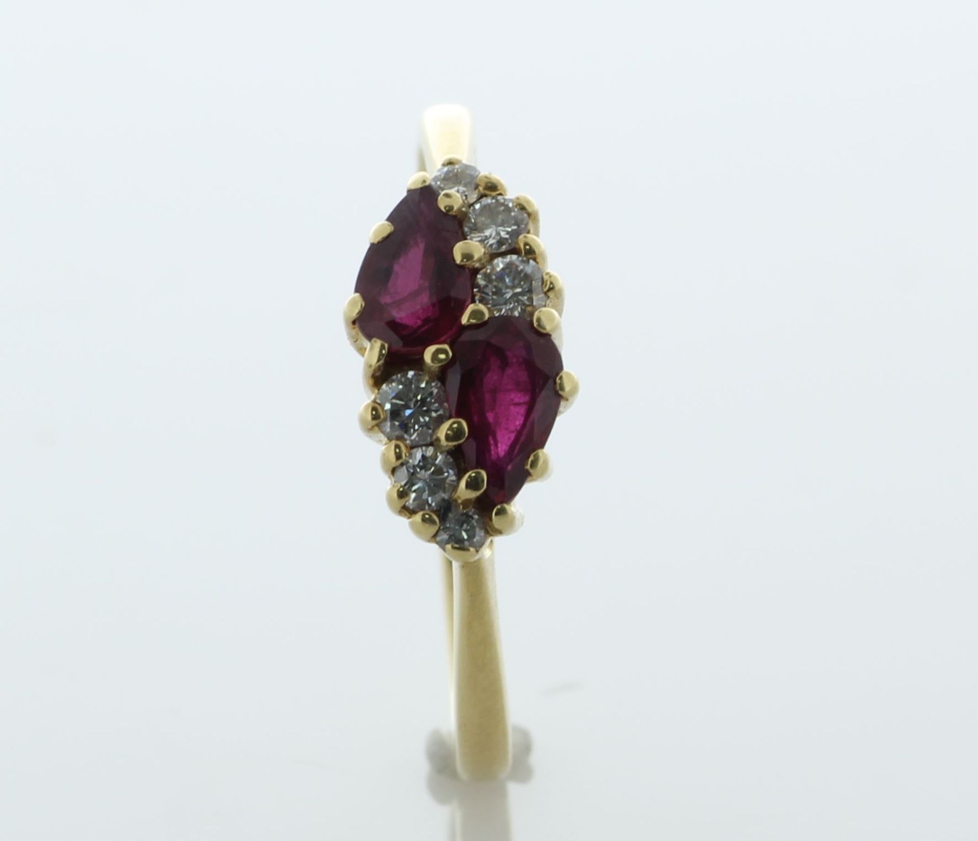 18ct Yellow Gold Diamond And Ruby Ring (0.50) 0.19 Carats - Valued By AGI £3,450.00 - Two pear - Image 2 of 6