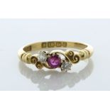 18ct Yellow Gold Diamond And Ruby Ring (R0.17) 0.16 Carats - Valued By AGI £3,250.00 - One round