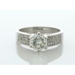 9ct White Gold Single Stone With Stone Set Shoulders Moissanite Ring - Valued By AGI £1,650.00 - One