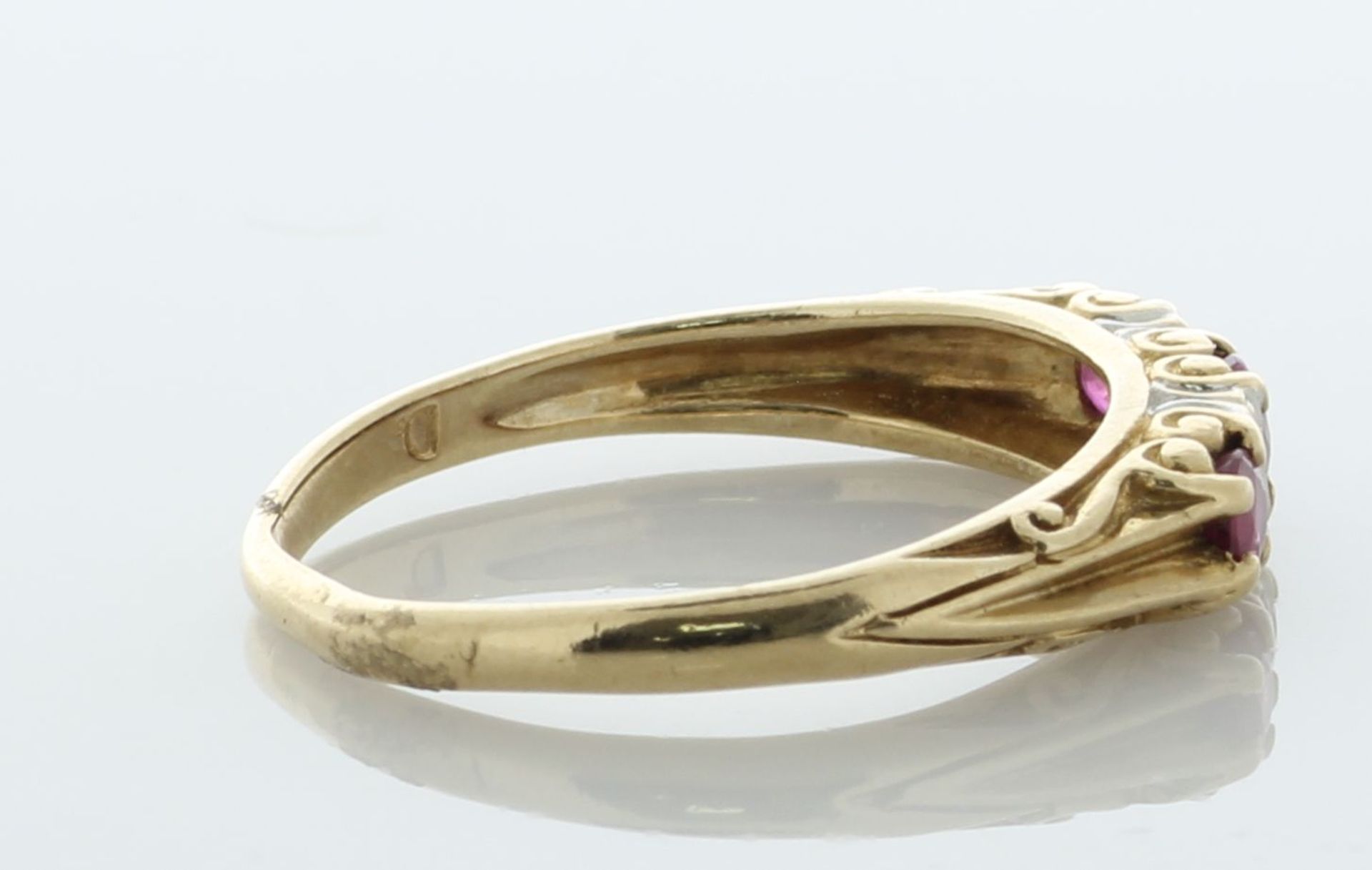 9ct Yellow Gold And White Gold Diamond And Ruby Ring (R 0.30) 0.05 Carats - Valued By AGI £815. - Image 3 of 6