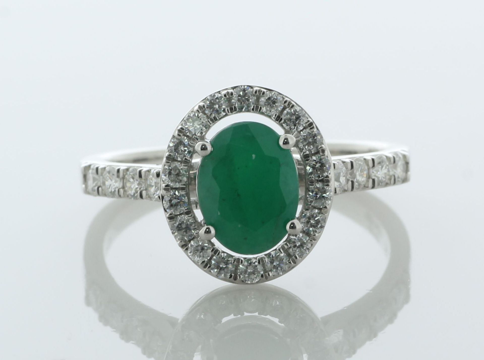 9ct White Gold Diamond And Emerald Halo Ring (E2.00) 0.60 Carats - Valued By AGI £4,730.00 - An oval - Image 3 of 6