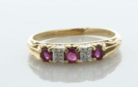 9ct Yellow Gold And White Gold Diamond And Ruby Ring (R 0.30) 0.05 Carats - Valued By AGI £815.