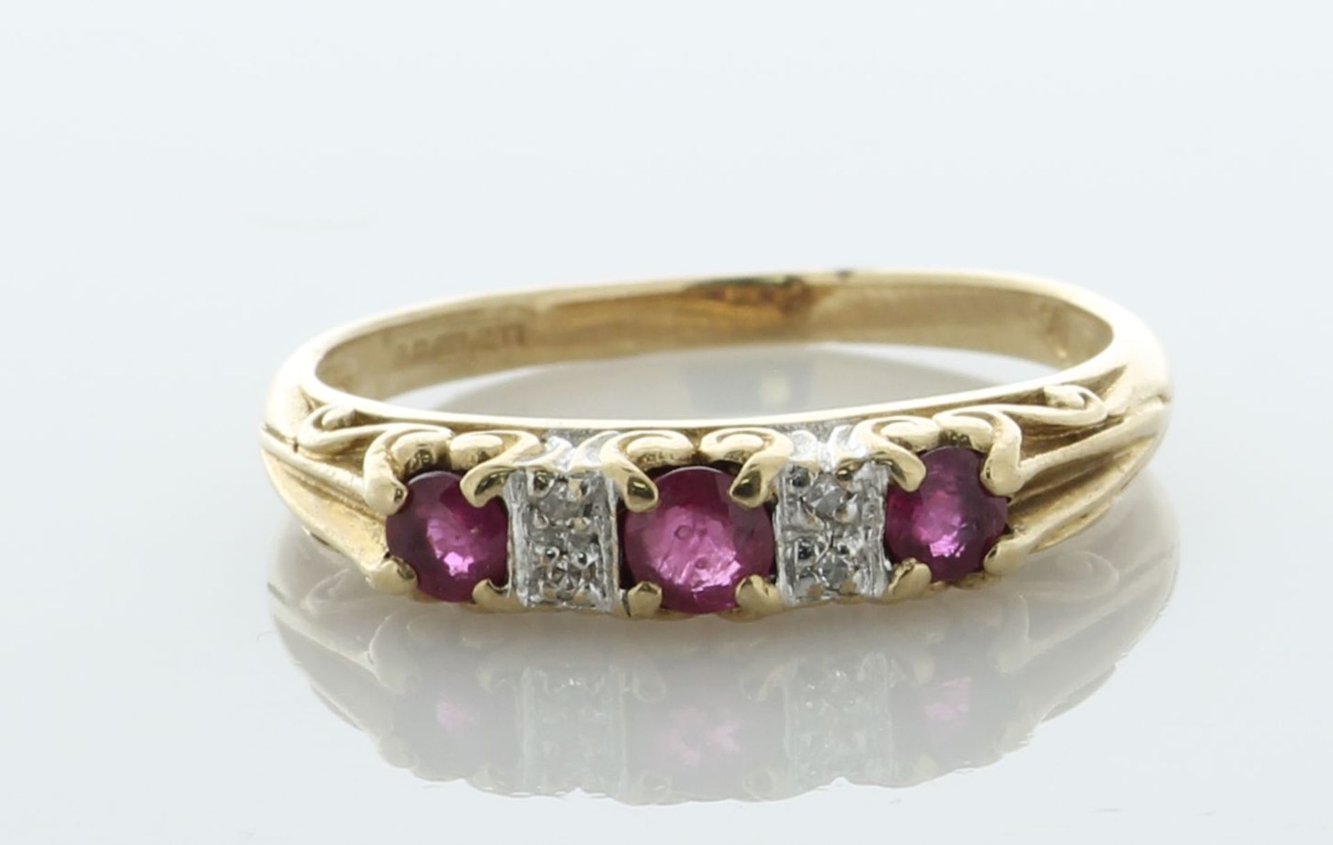 9ct Yellow Gold And White Gold Diamond And Ruby Ring (R 0.30) 0.05 Carats - Valued By AGI £815.