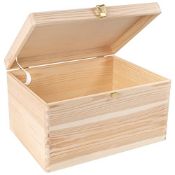 RRP £29.67 Creative Deco XXL Large Plain Wooden Storage Box | 40 x 30 x 24 cm