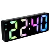 RRP £11.40 Digital Alarm Clock Colorful Alarm clock Bedside USB/Battery
