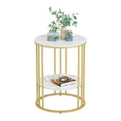 RRP £101.43 Marble Top Side Table Gold: Small Circle End Tables