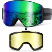 RRP £43.84 Odoland Ski Goggles Set with Detachable Magnetic Lens