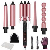 RRP £37.66 Curling Iron- 5-in-1 Curling Wand Set with 3 Barrel Hair Waver