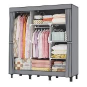 RRP £46.33 LOEFME Canvas Wardrobe 172*130*45cm Wardrobes for Bedroom