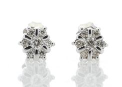 9ct White Gold Diamond Flower Earring 0.20 Carats - Valued By GIE £2,110.00 - Fourteen round
